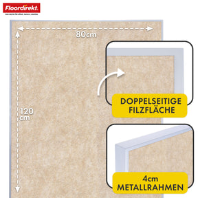 Mobile Präsentationstafel | Giant | Doppelseite Filztafel 80 x 120 cm mit feststellbaren Rollen & Ablage | Erhältlich in mehreren Farben