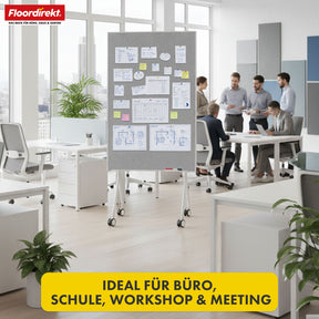 Mobile Präsentationstafel | Giant | Doppelseite Filztafel 80 x 120 cm mit feststellbaren Rollen & Ablage | Erhältlich in mehreren Farben