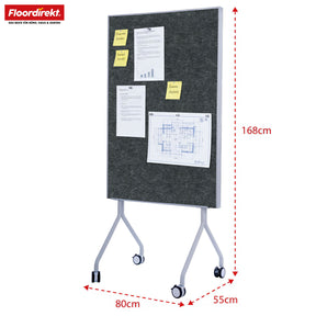 Mobile Präsentationstafel | Giant | Doppelseite Filztafel 80 x 120 cm mit feststellbaren Rollen & Ablage | Erhältlich in mehreren Farben