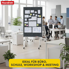 Mobile Präsentationstafel | Giant | Doppelseite Filztafel 80 x 120 cm mit feststellbaren Rollen & Ablage | Erhältlich in mehreren Farben