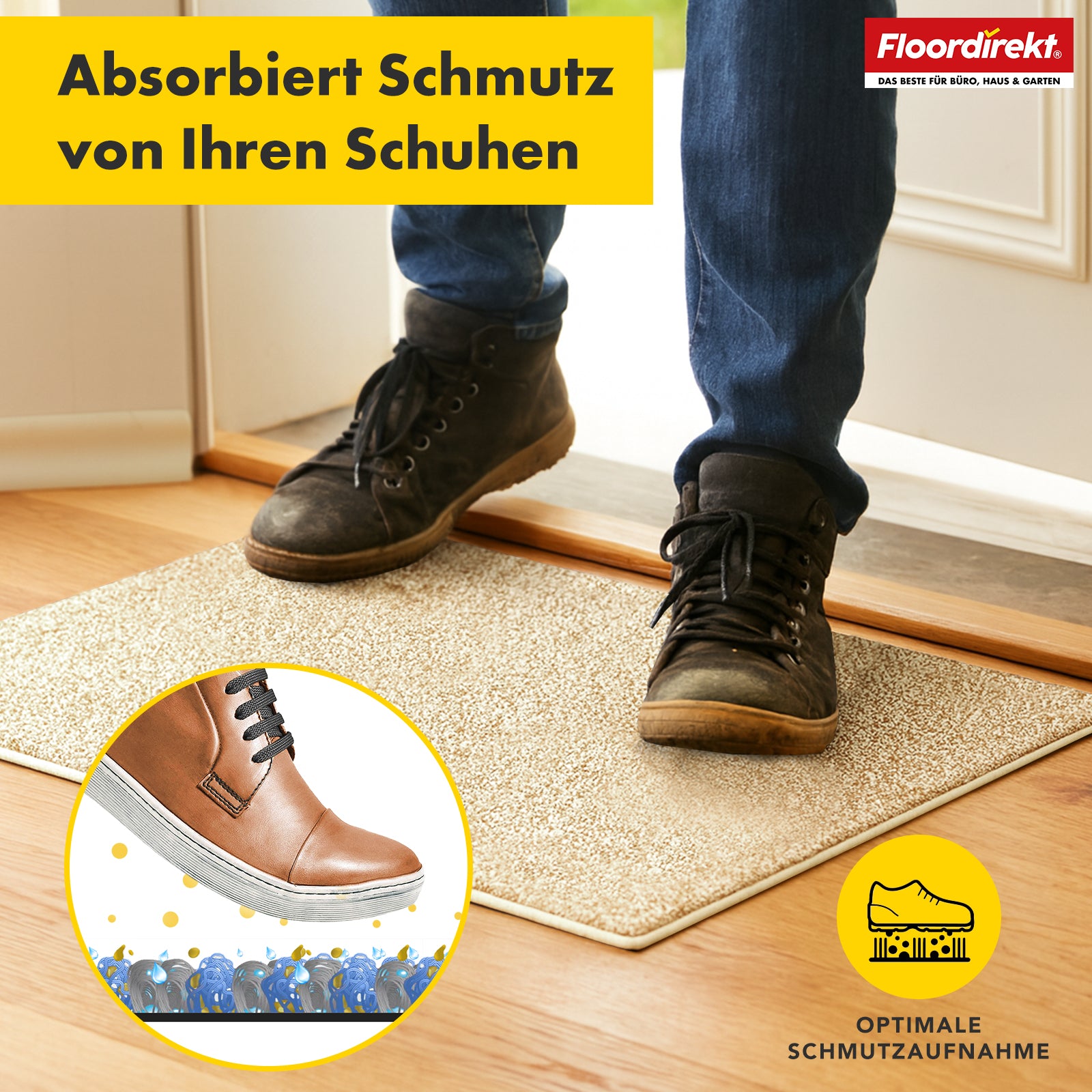 Schmutzfangmatte | Nasa | Weiche und wasserabsorbierende Fußmatte aus Polyester mit rutschfester Unterseite | Verschiedene Farben & Größen
