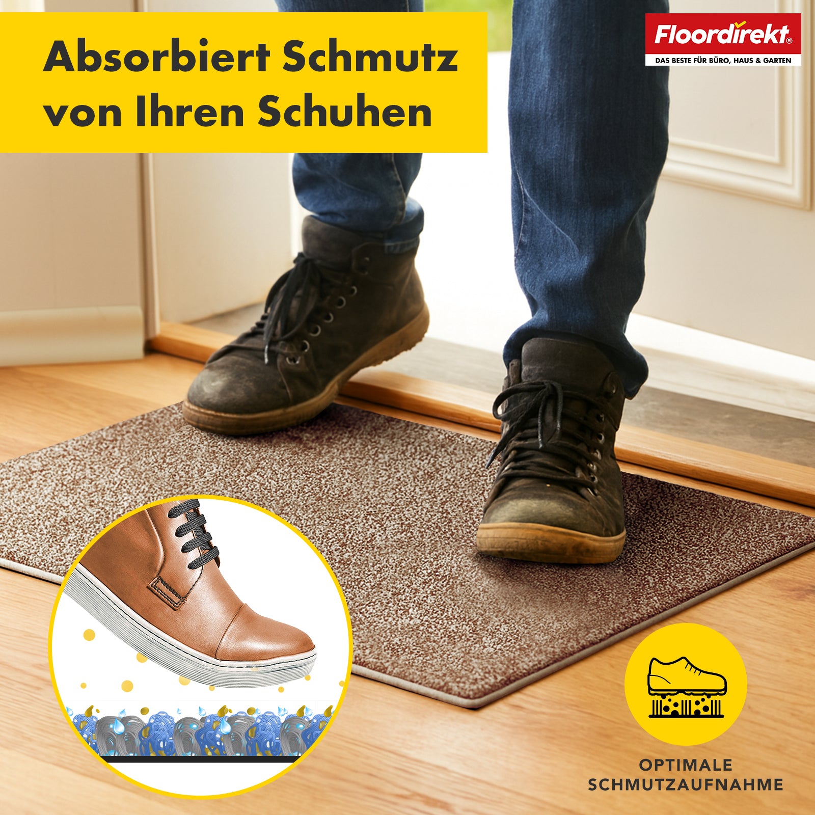 Schmutzfangmatte | Nasa | Weiche und wasserabsorbierende Fußmatte aus Polyester mit rutschfester Unterseite | Verschiedene Farben & Größen