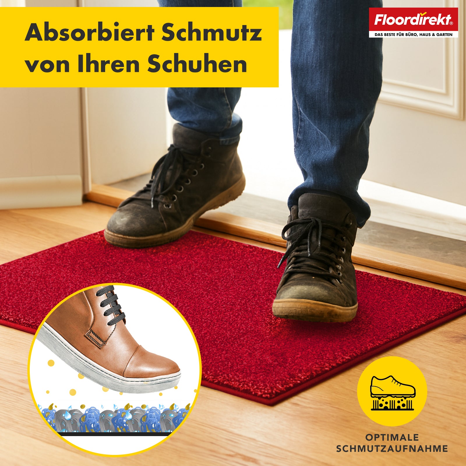 Schmutzfangmatte | Nasa | Weiche und wasserabsorbierende Fußmatte aus Polyester mit rutschfester Unterseite | Verschiedene Farben & Größen