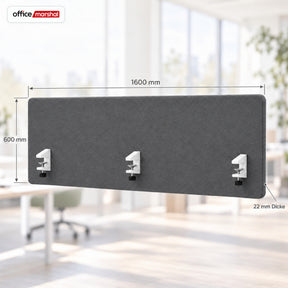 Akustik-Tischtrennwand | Silent Desk | Schreibtisch-Trennwand mit Polyesterbezug & Tischklemmen | 160 × 60 cm | 3 Farben