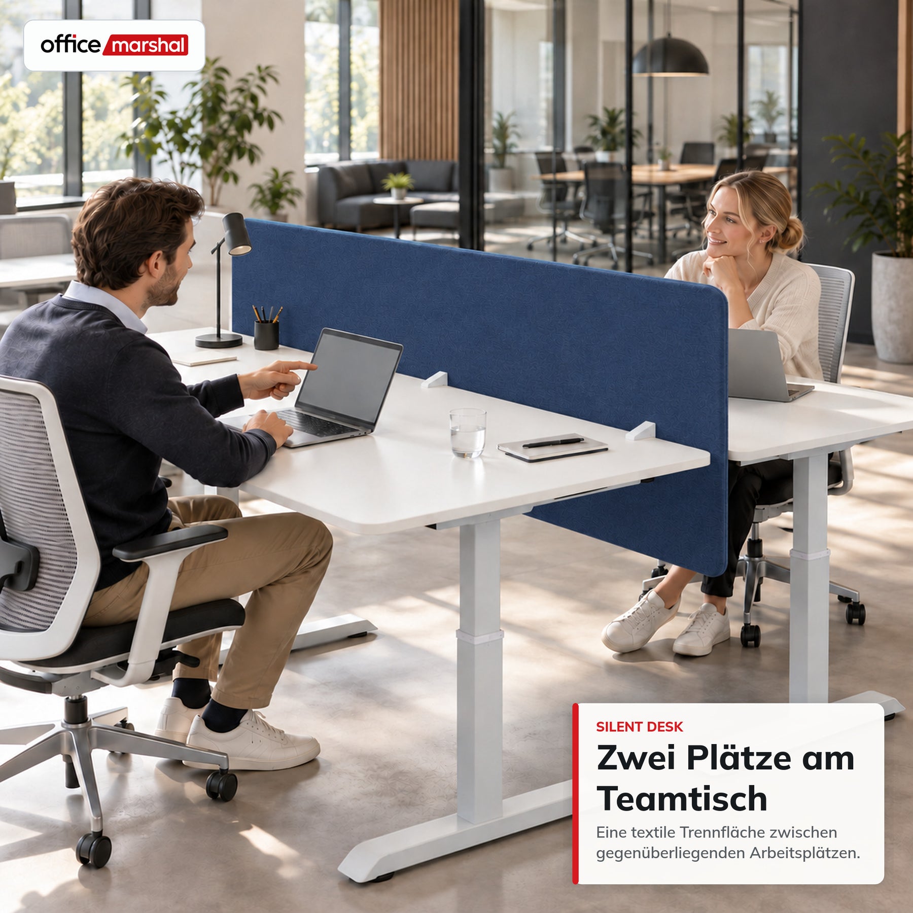 Akustik-Tischtrennwand | Silent Desk | Schreibtisch-Trennwand mit Polyesterbezug & Tischklemmen | 160 × 60 cm | 3 Farben
