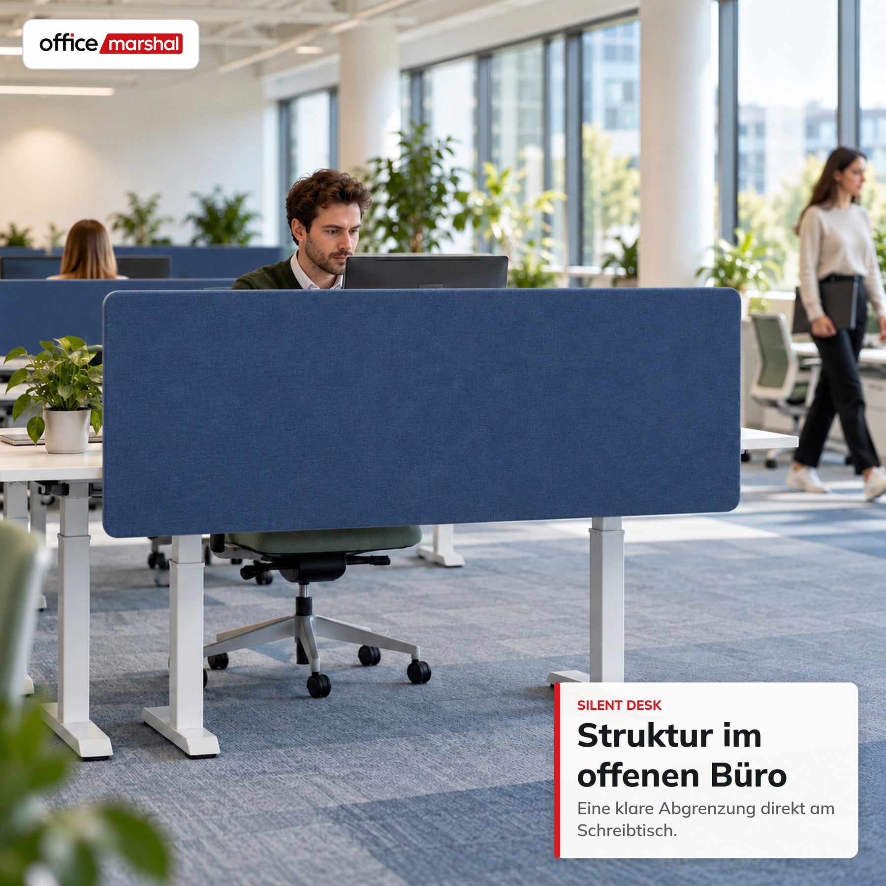 Akustik-Tischtrennwand | Silent Desk | Schreibtisch-Trennwand mit Polyesterbezug & Tischklemmen | 160 × 60 cm | 3 Farben