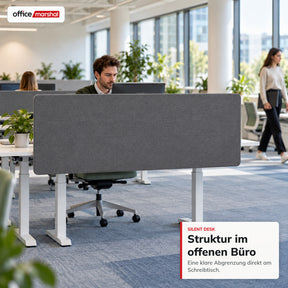 Akustik-Tischtrennwand | Silent Desk | Schreibtisch-Trennwand mit Polyesterbezug & Tischklemmen | 160 × 60 cm | 3 Farben