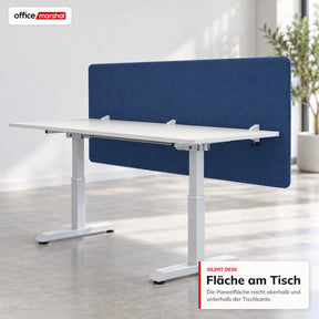 Akustik-Tischtrennwand | Silent Desk | Schreibtisch-Trennwand mit Polyesterbezug & Tischklemmen | 160 × 60 cm | 3 Farben