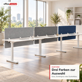 Akustik-Tischtrennwand | Silent Desk | Schreibtisch-Trennwand mit Polyesterbezug & Tischklemmen | 160 × 60 cm | 3 Farben