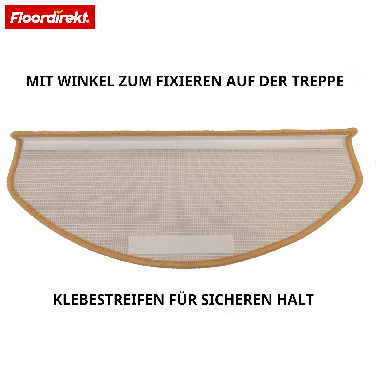 Velours-Stufenmatte | Wien | Halbrunde, rutschfeste Treppenmatte aus robustem Polypropylen | Treppenschutz, schalldämmend & antistatisch | Erhältlich in 4 modernen Farben
