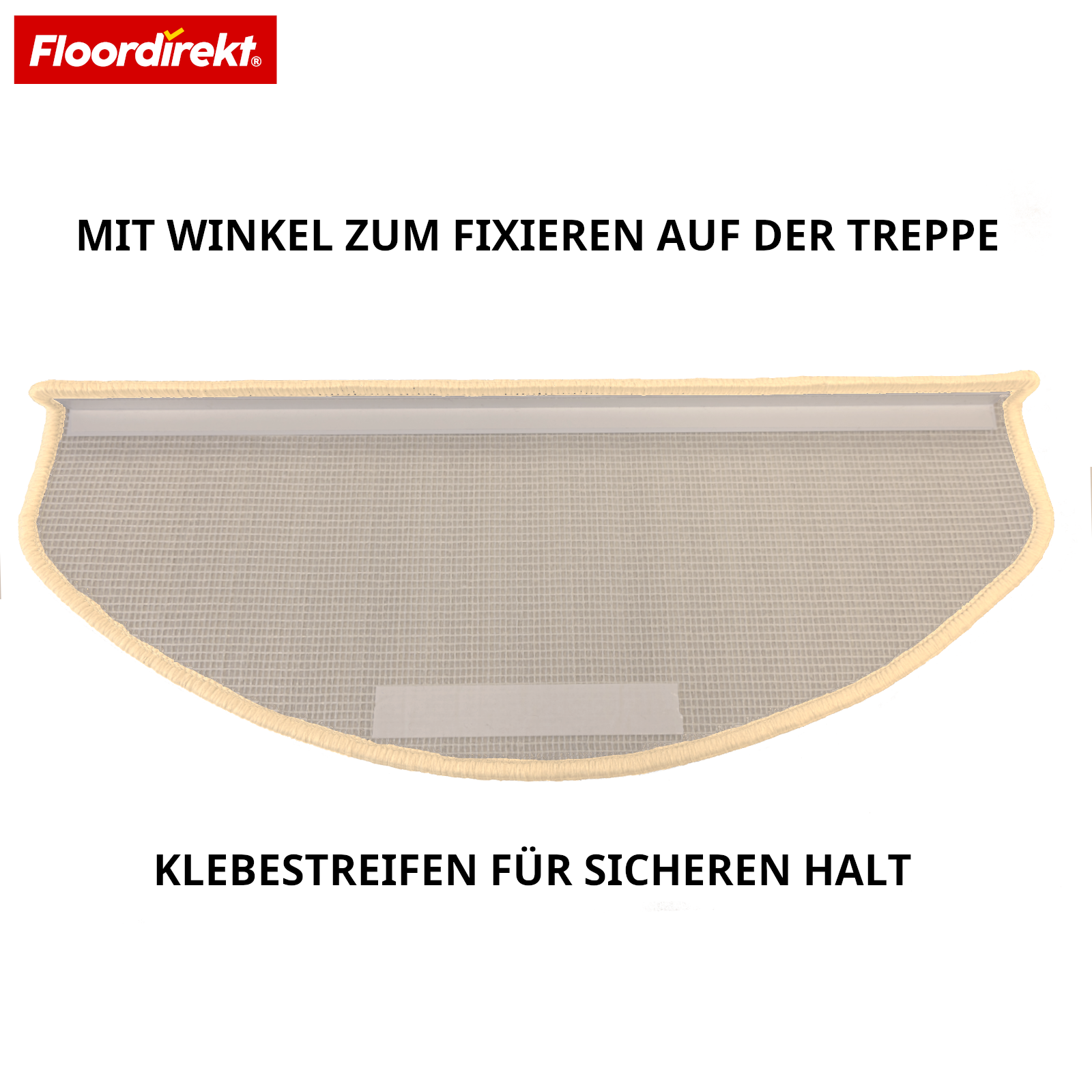 Velours-Stufenmatte | Wien | Halbrunde, rutschfeste Treppenmatte aus robustem Polypropylen | Treppenschutz, schalldämmend & antistatisch | Erhältlich in 4 modernen Farben