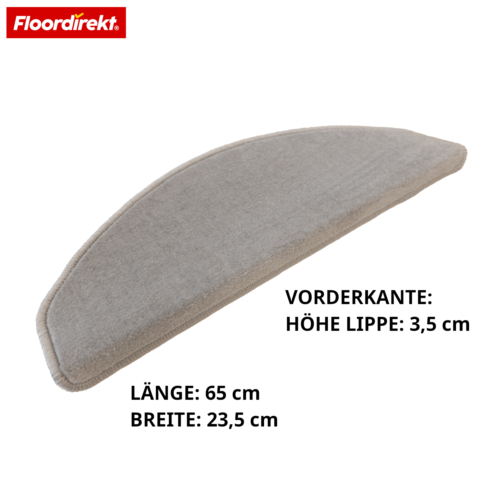 Velours-Stufenmatte | Wien | Halbrunde, rutschfeste Treppenmatte aus robustem Polypropylen | Treppenschutz, schalldämmend & antistatisch | Erhältlich in 4 modernen Farben