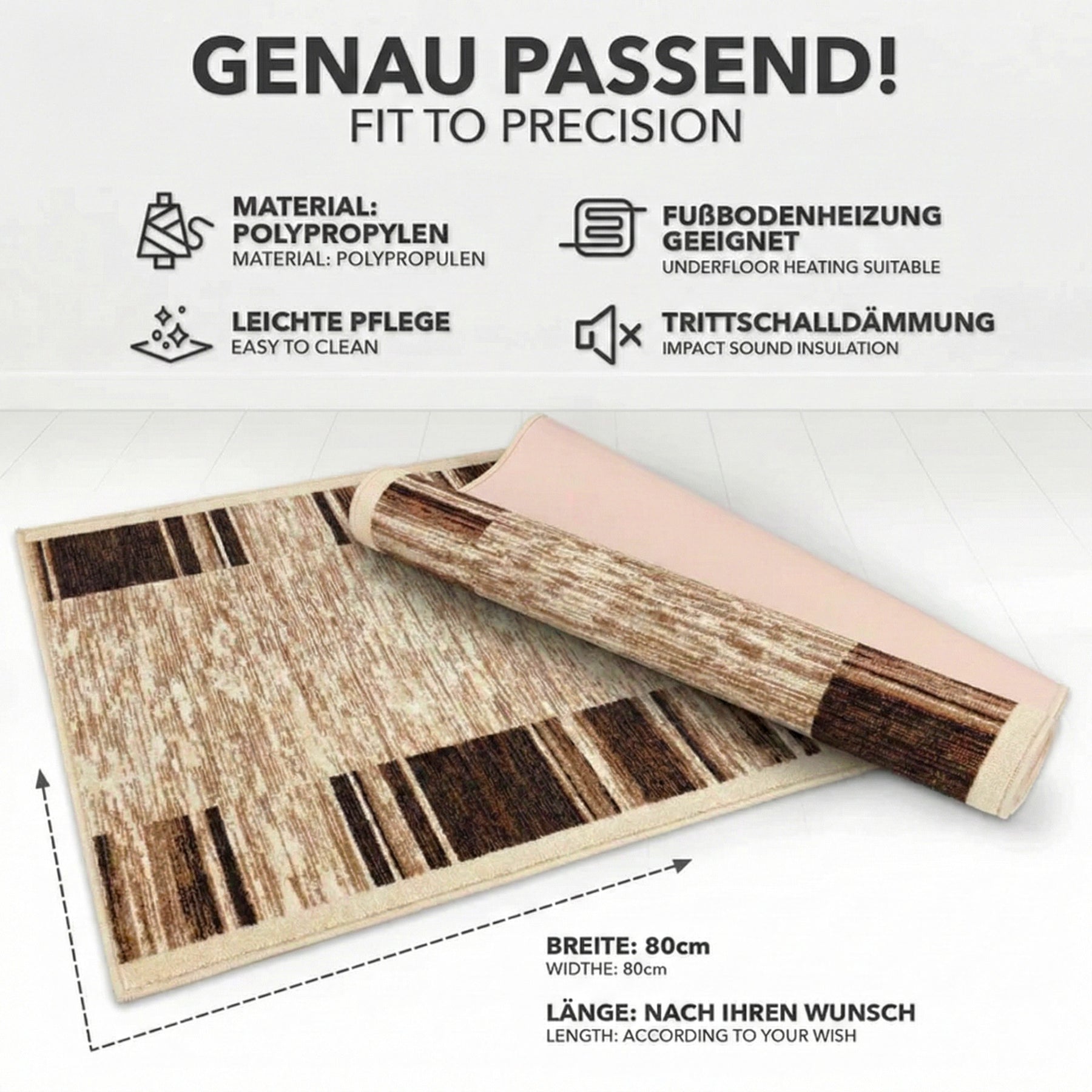 Teppich-Läufer auf Maß | Navona | Breite: 80 cm