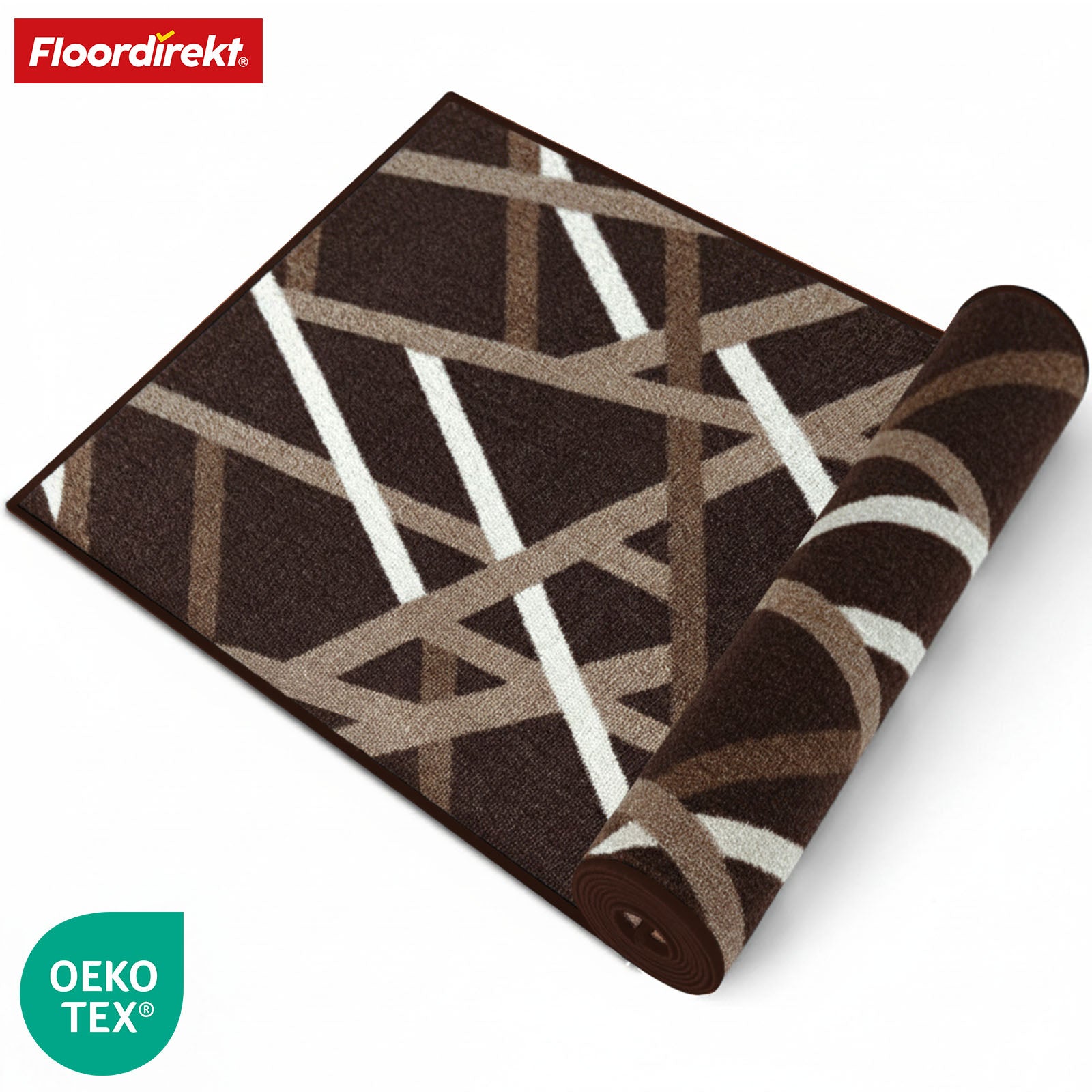 Teppichläufer | Printed | In Anthrazit & Braun | Moderner Läufer mit Streifen-Design & rutschhemmender Gel-Rückseite | Strapazierfähig & pflegeleicht