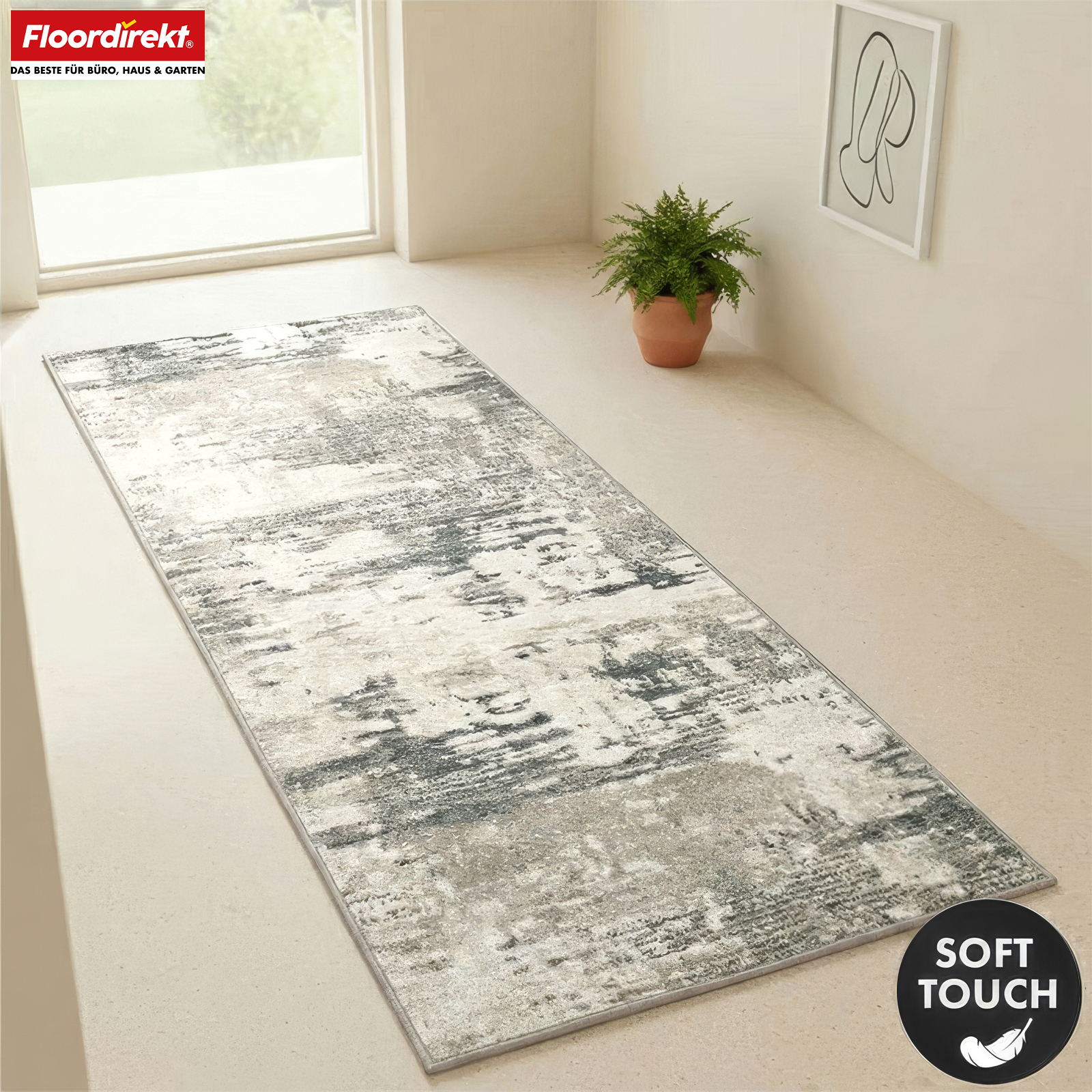 Teppichläufer | Ravena | Moderner Läufer in Anthrazit, Braun & Sand | Abstraktes Design mit rutschhemmender Gel-Rückseite