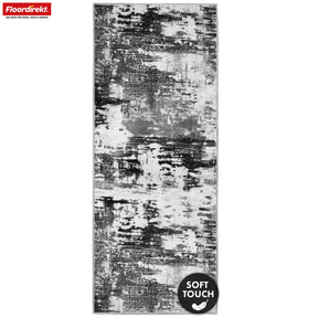 Teppichläufer | Ravena | Moderner Läufer in Anthrazit & Braun | Abstraktes Design mit rutschhemmender Gel-Rückseite | Strapazierfähig & pflegeleicht