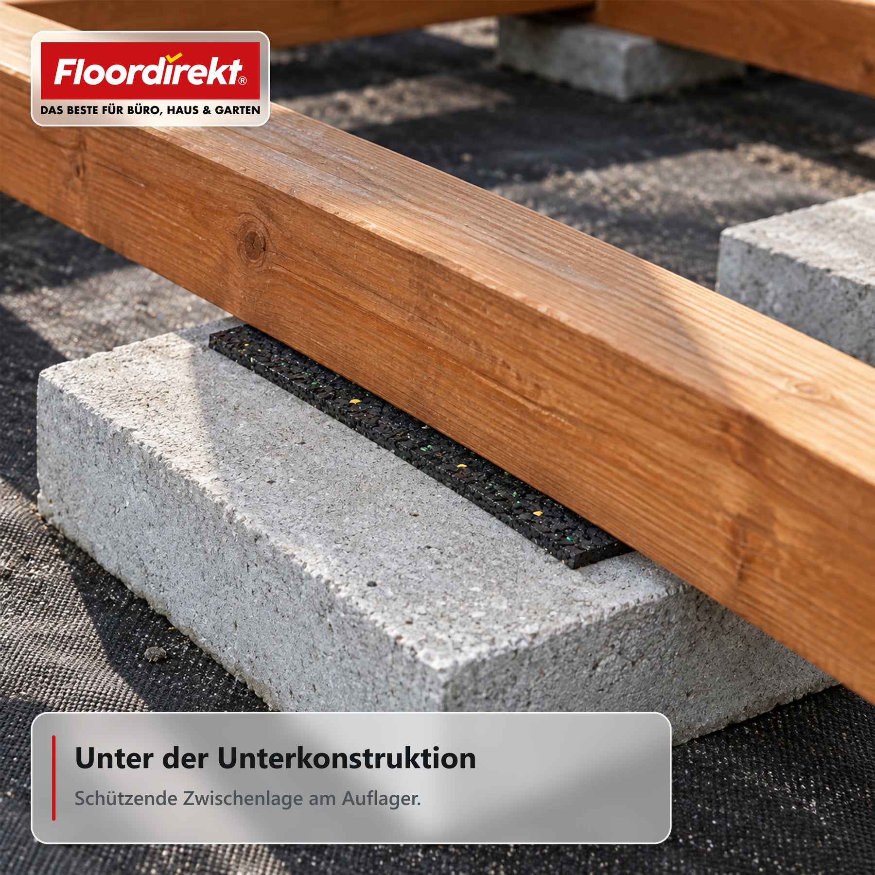 Terrassenpad auf Rolle | Bautenschutz aus Gummigranulat | 8 cm breit & 5 mm stark | 5–30 m