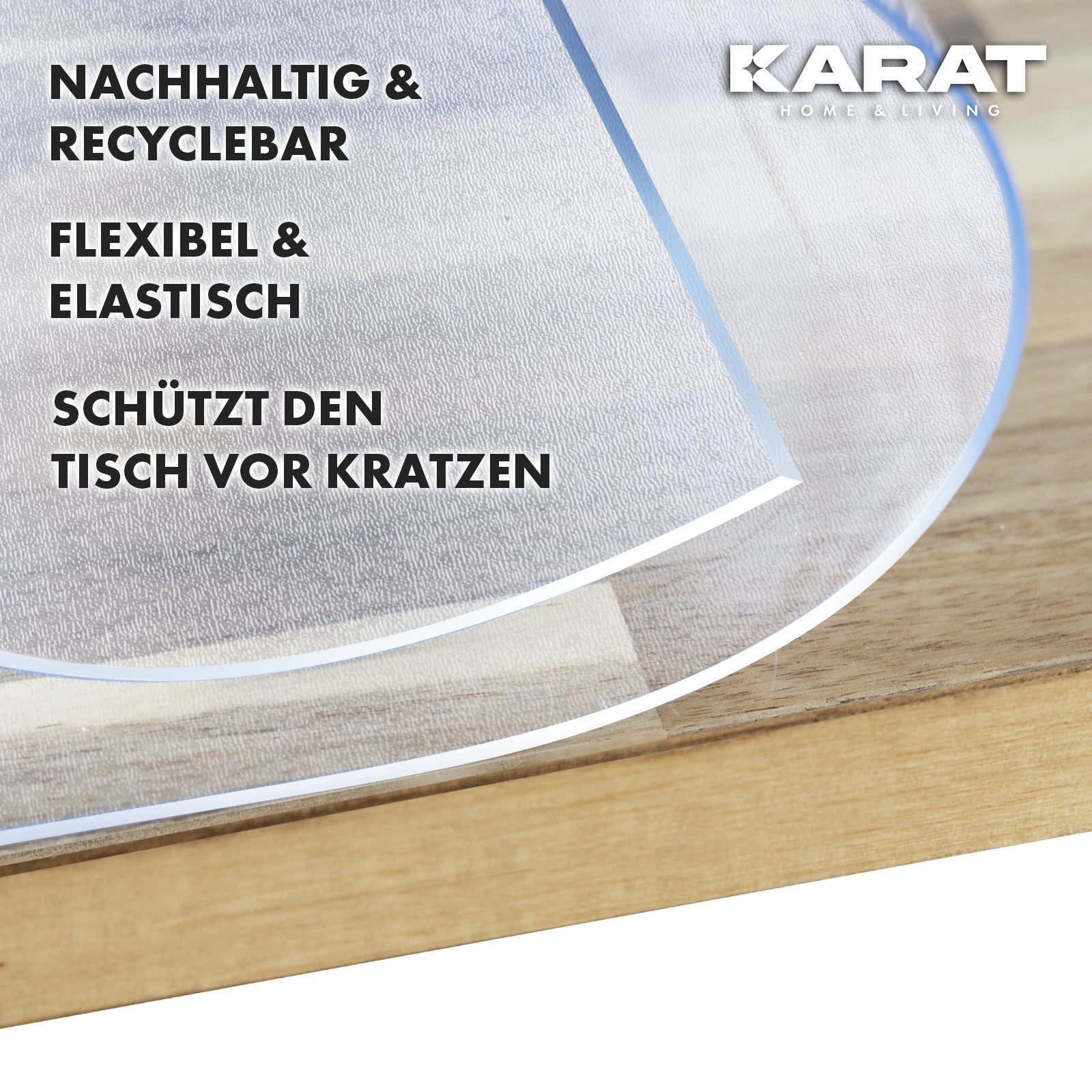 Transparent mattierte Tischfolie mit abgeschrägter Kante | Crystal | Matte Schutzfolie für Tische | Individueller Zuschnitt