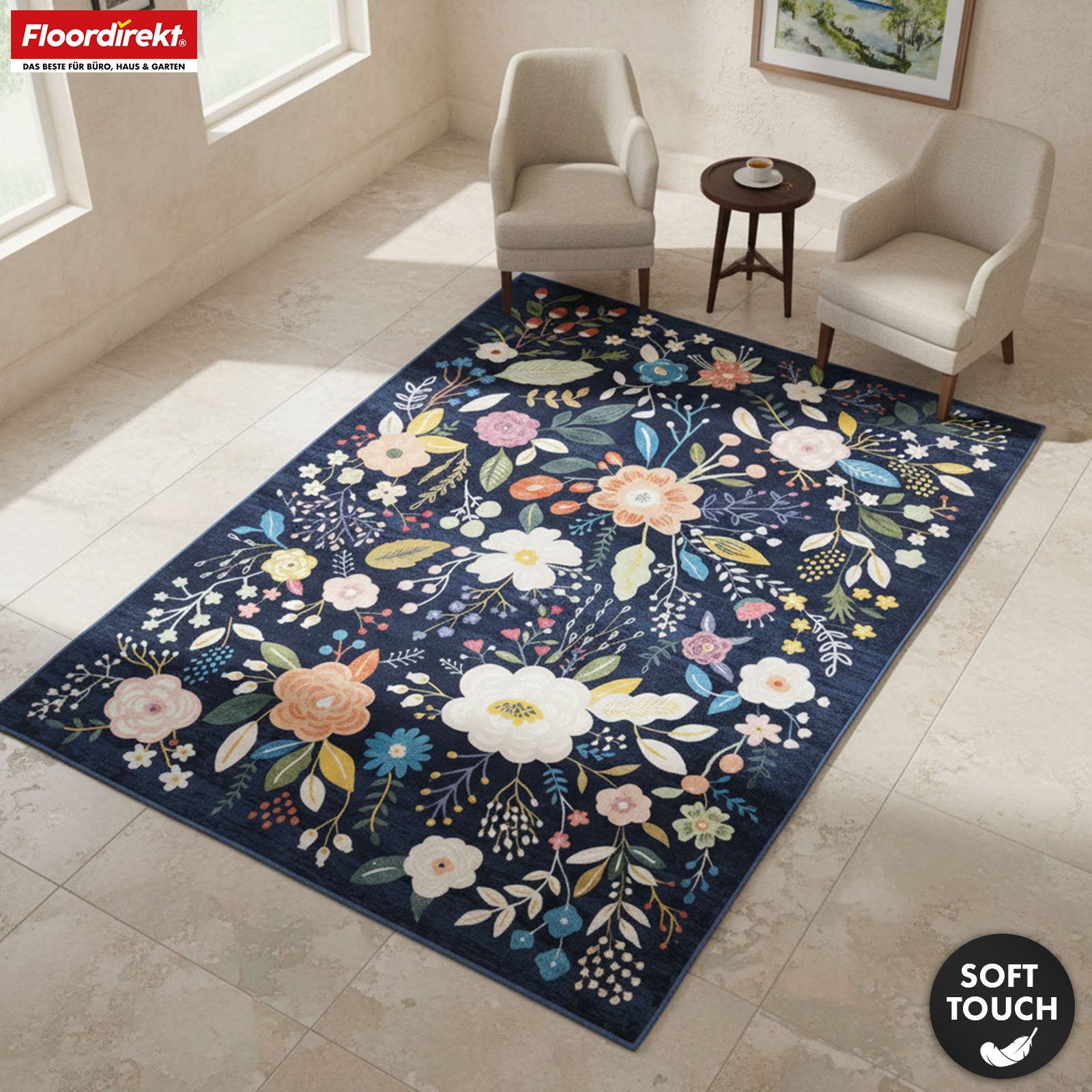 Wohnteppich | Damaskus | Moderner Teppich mit floralem Design