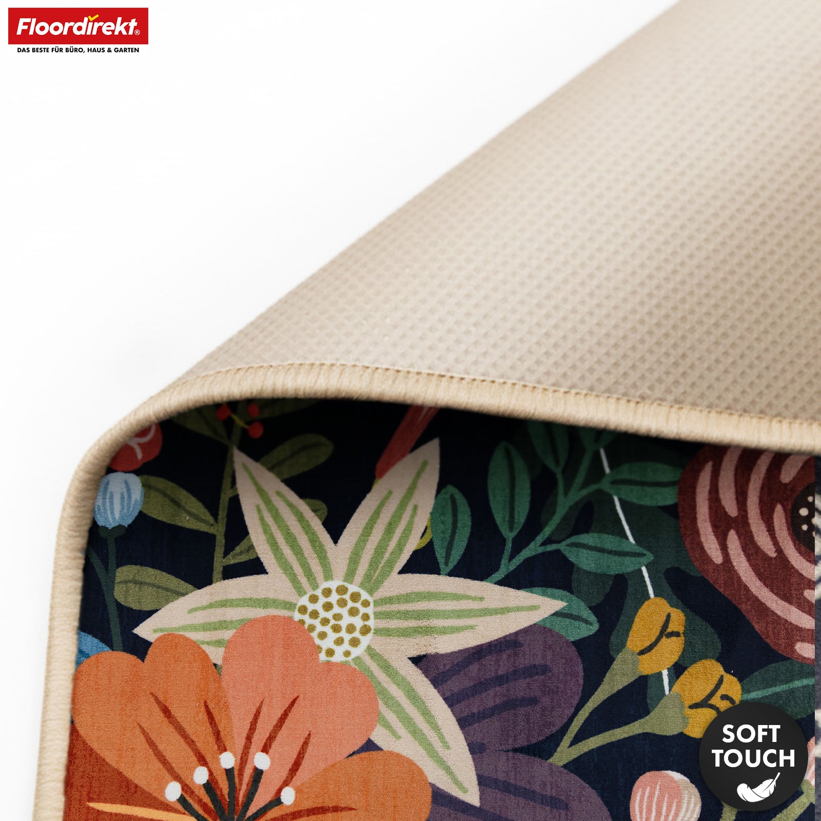 Wohnteppich | Tropica | Moderner Teppich mit tropischem Blumenmuster | Rutschfest, strapazierfähig & pflegeleicht | In verschiedenen Größen