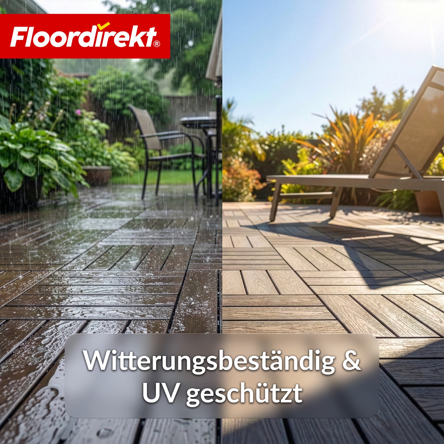WPC-Terrassenfliese | Noble 3D | Moderne Klickfliese 30 x 30 cm für Balkon & Terrasse