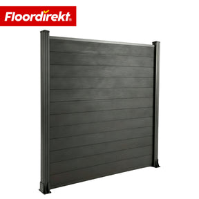 WPC-Sichtschutzzaun | Ponza | 180 x 180 cm | Moderner Sicht- & Windschutz in Schwarz mit Aluminium-Pfosten