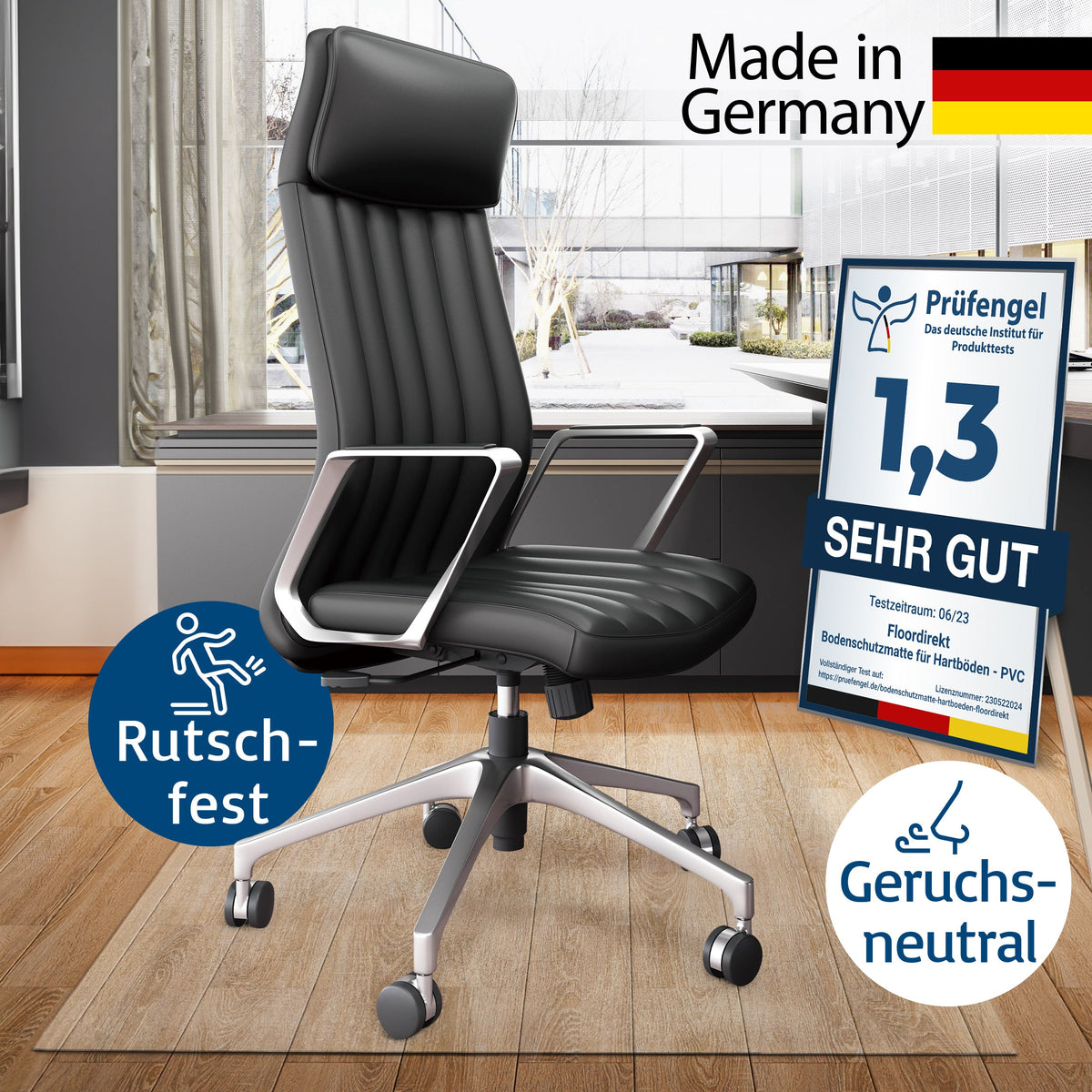 ✂ Bodenschutzmatte für Hartböden | Neo Plus | Transparent | Zuschnitt