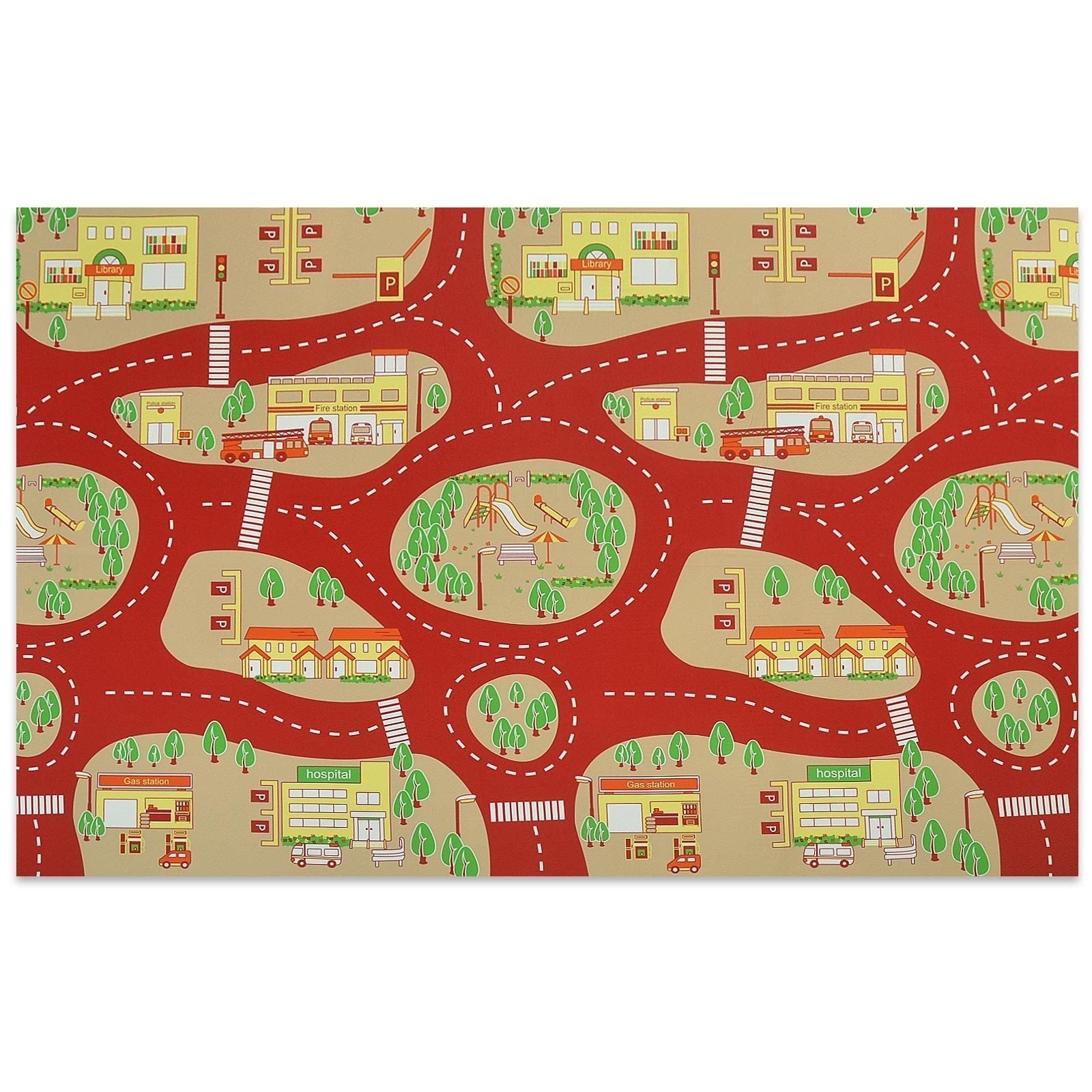 ✂ Kinderspielteppich | Feuerwehr | Zuschnitt | 2 Farben | Breite: 140 cm