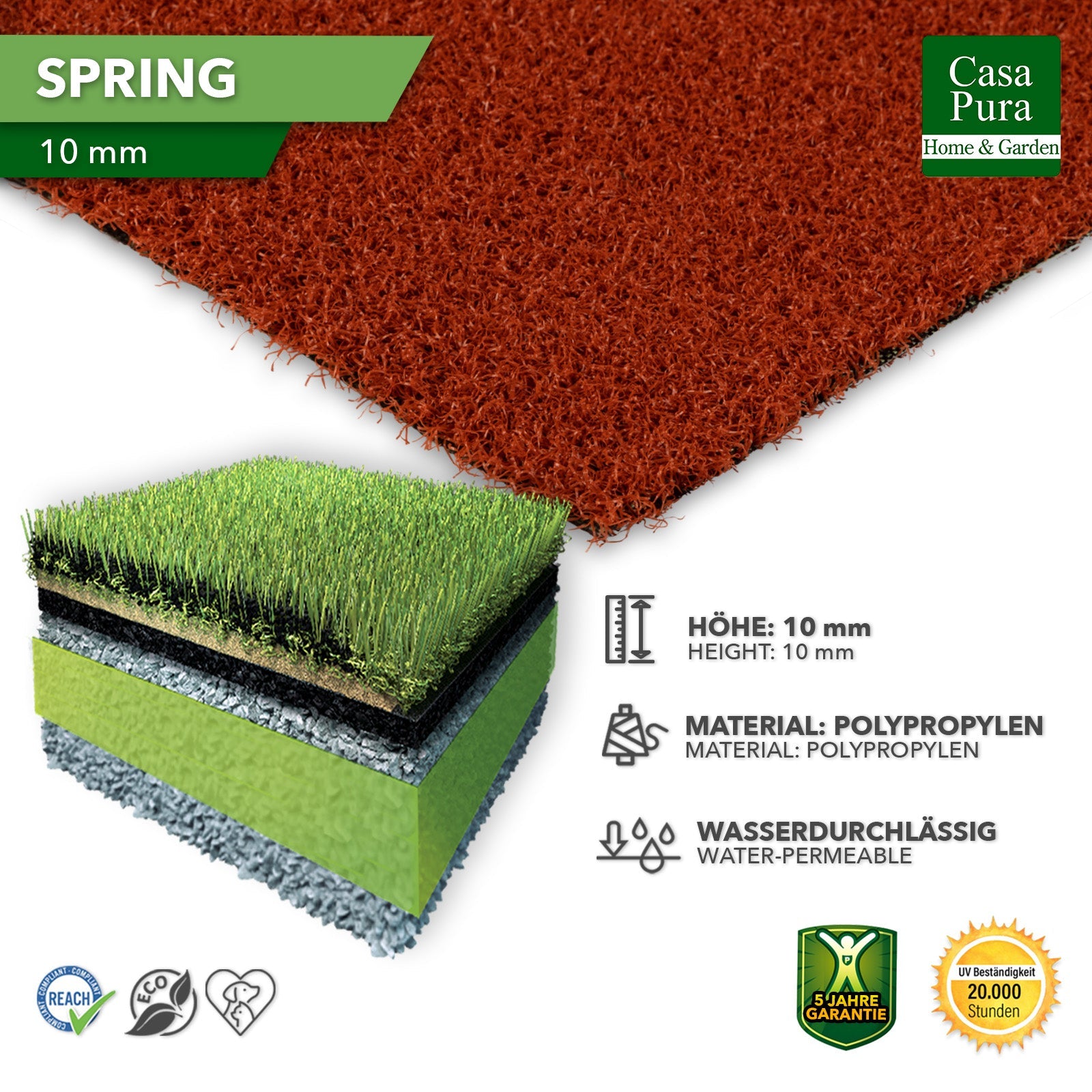 ✂ Rasenteppich Premium | Spring | In verschiedenen Farben & Breiten | Ideal für Balkon und Terrasse