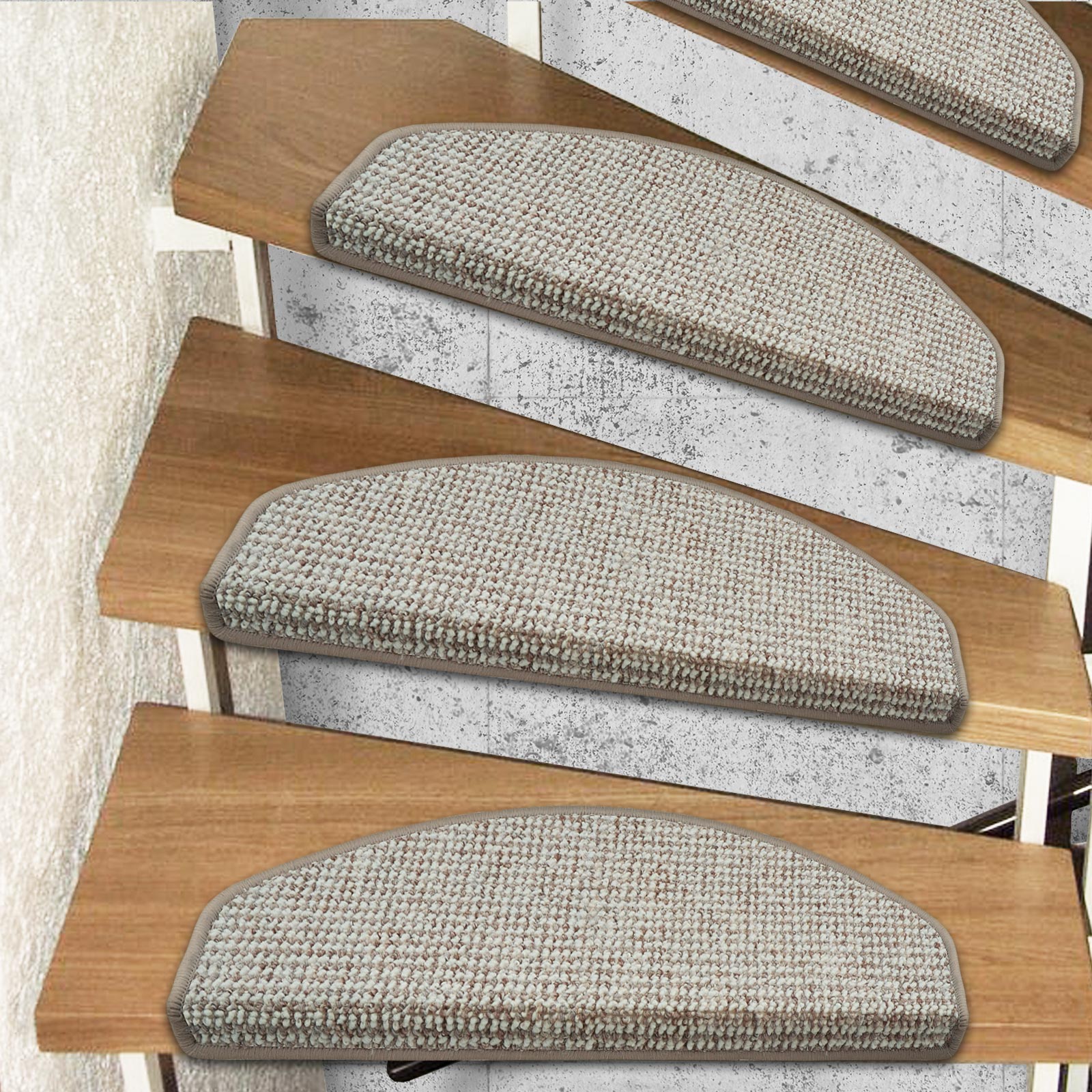 Stufenmatte Carlton Halbrund oder Eckig Erhältlich in 5 Farben | Grau-Beige meliert